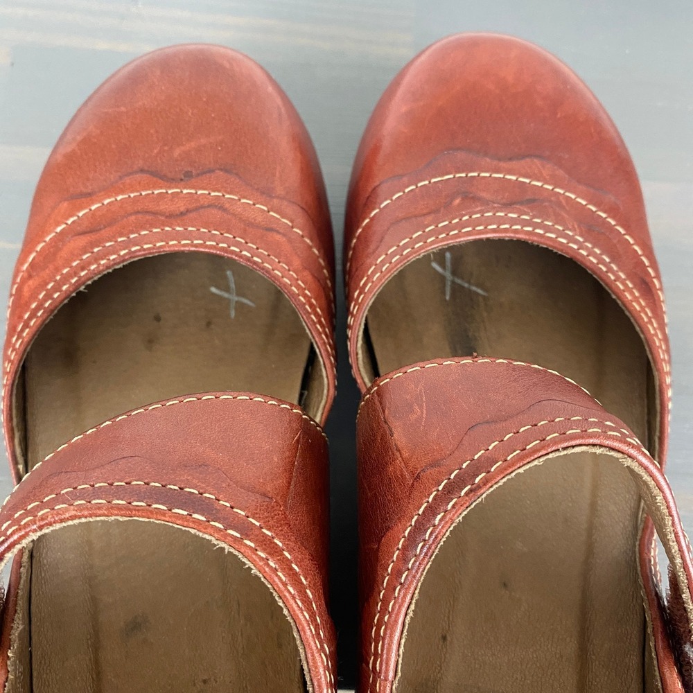 Dansko Mary Jane Clog Shoes Size 6 EU 36 British Tan Floral Boho Preppy Academia - Picture 3 of 10